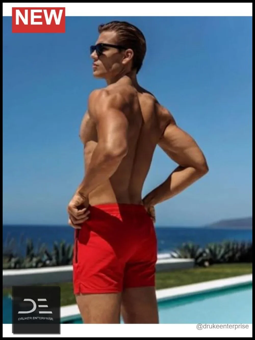 Quick Dry Swim Trunks with Mesh Lining & Zipper Pockets